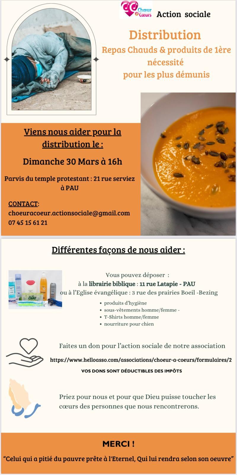 distribution démunis pau